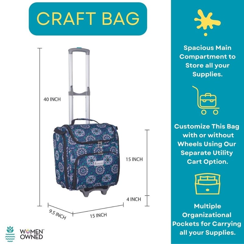 Handy Sandy Craft Bag Organizer â€“ 16"x9.5"x15" Portable Tote with Handles & Pockets â€“ Multi-Use Art, Sewing, and Scrapbooking Storage â€“ Optional Rolling Cart Compatible- Patent- Blue MD - Image 4